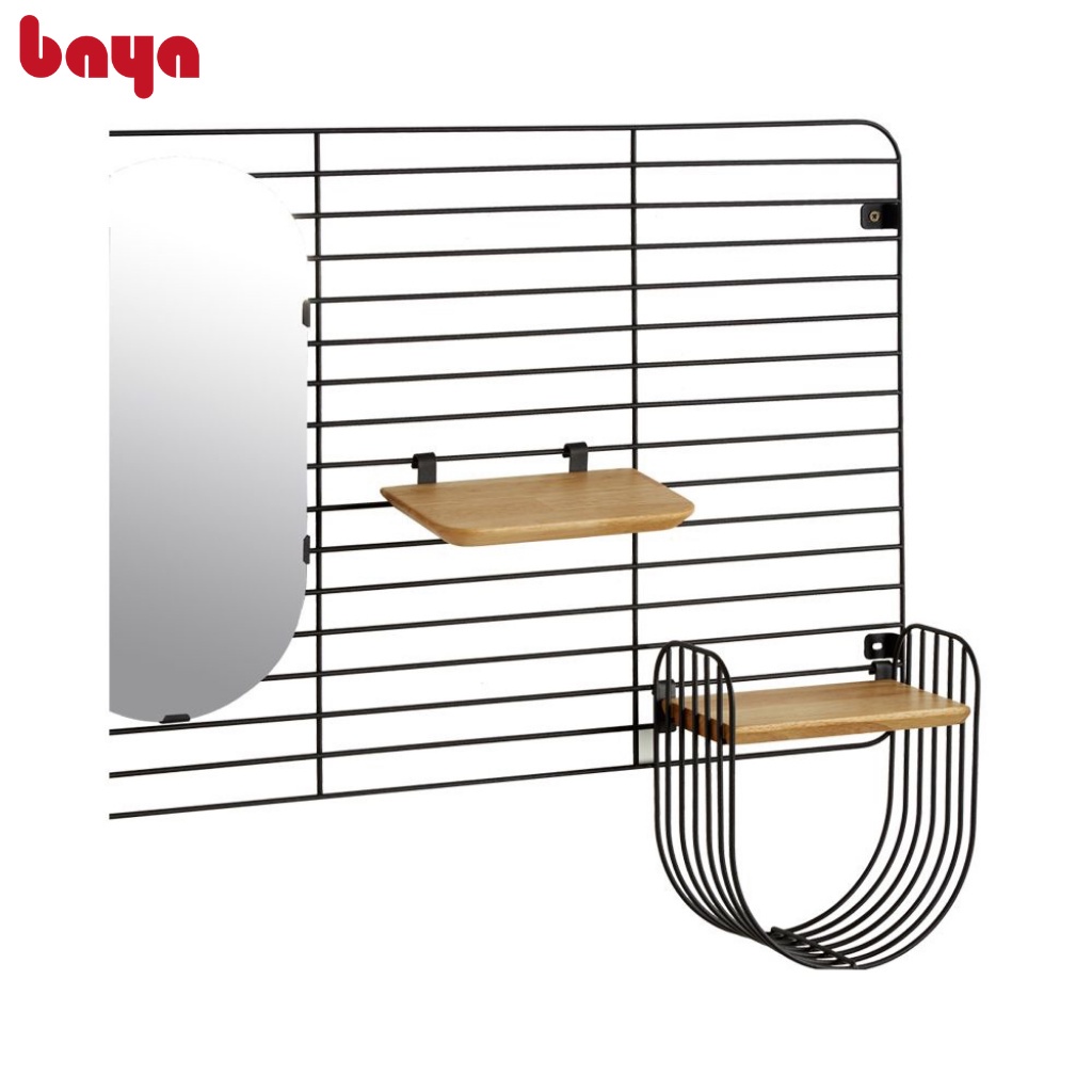 Kệ Trưng Bày BAYA RAVENNA 5227 Gỗ Cao Su Sắt Sơn Tĩnh Điện Màu Gỗ Tự Nhiên Kích Thước D12xW20xH2