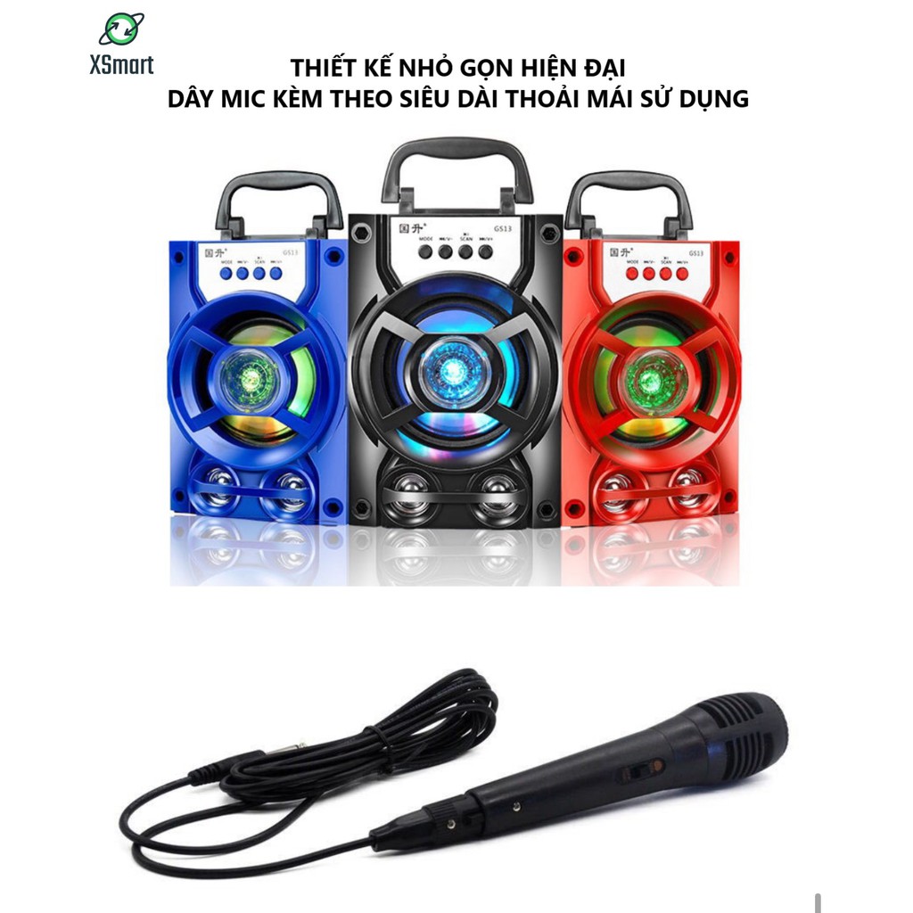 X-ONE SHOP Loa Karaoke Bluetooth Không Dây Cao Cấp GS13 Kèm Mic Có Led Nháy Siêu Đẹp, Âm Thanh Cực Hay