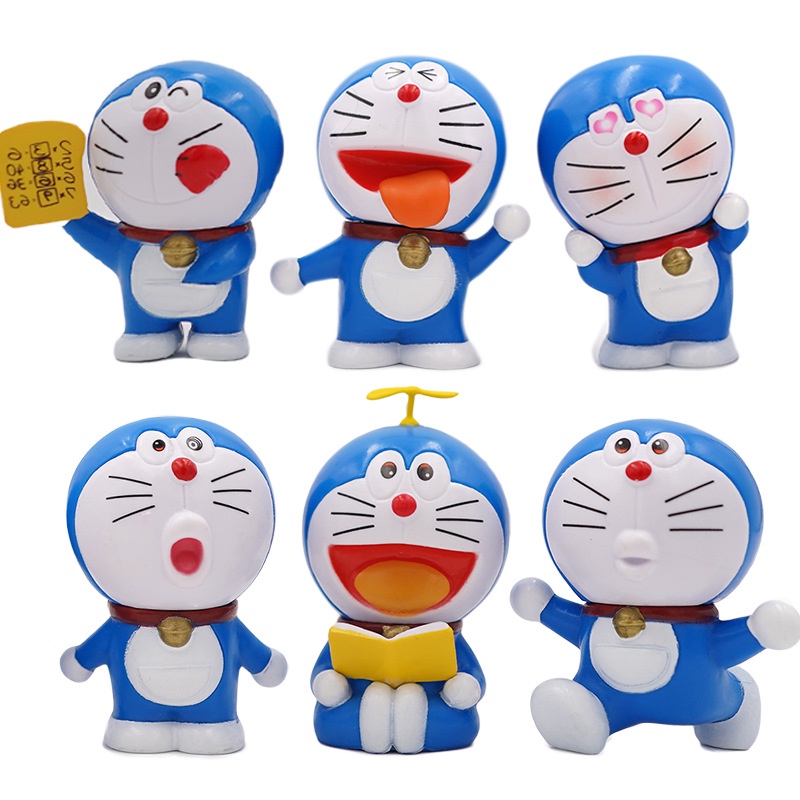 Set 6 mô hình mèo ú Doraemon mini dễ thương