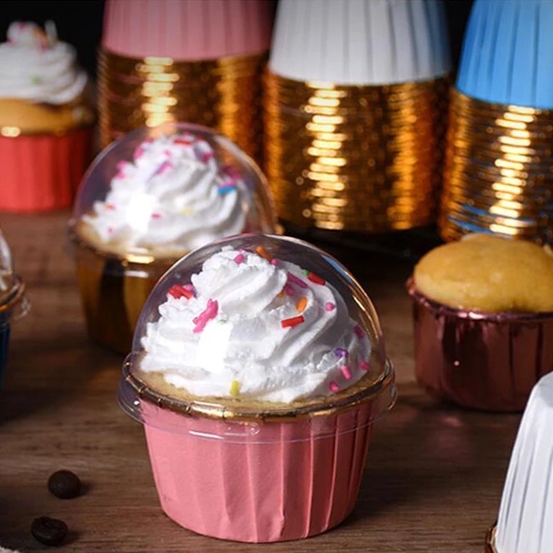 Set 50 Cốc Giấy Lá Nhôm Màu Vàng/Bạc Làm Bánh Cupcake/ Muffin