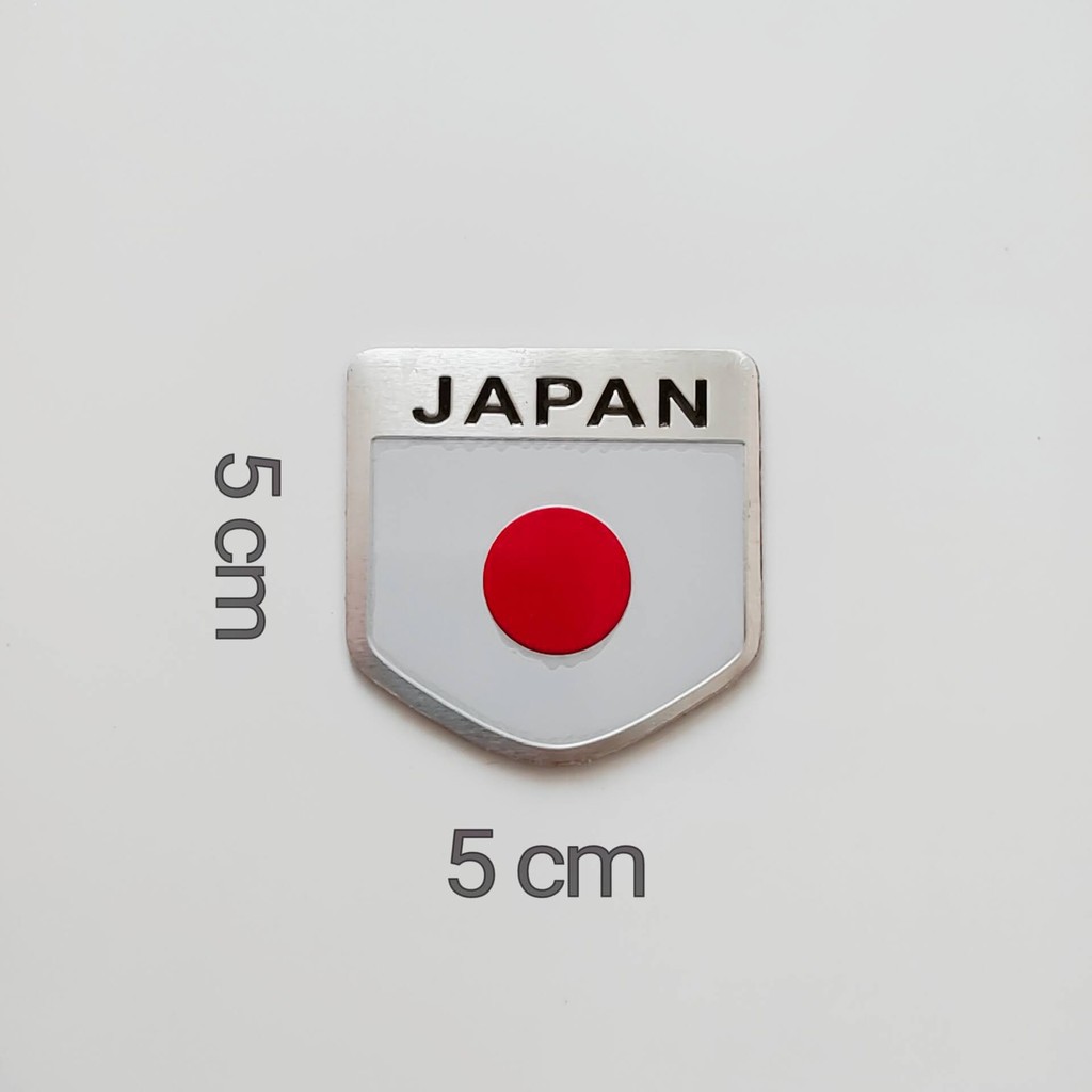 Tem nhôm Logo nhôm hình lá cờ Nhật Bản JAPAN trang trí xe