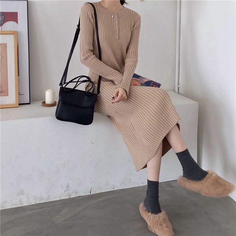 Đầm dệt kim thời trang thu đông thanh lịch cho nữ | BigBuy360 - bigbuy360.vn