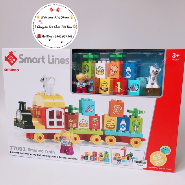 🔥Đ.chơi thông minh🔥Đồ Chơi Xếp Hình Smart Lines Tàu Hoả 63 Chi Tiết ( Nhựa Đẹp Và Chắc Chắn )