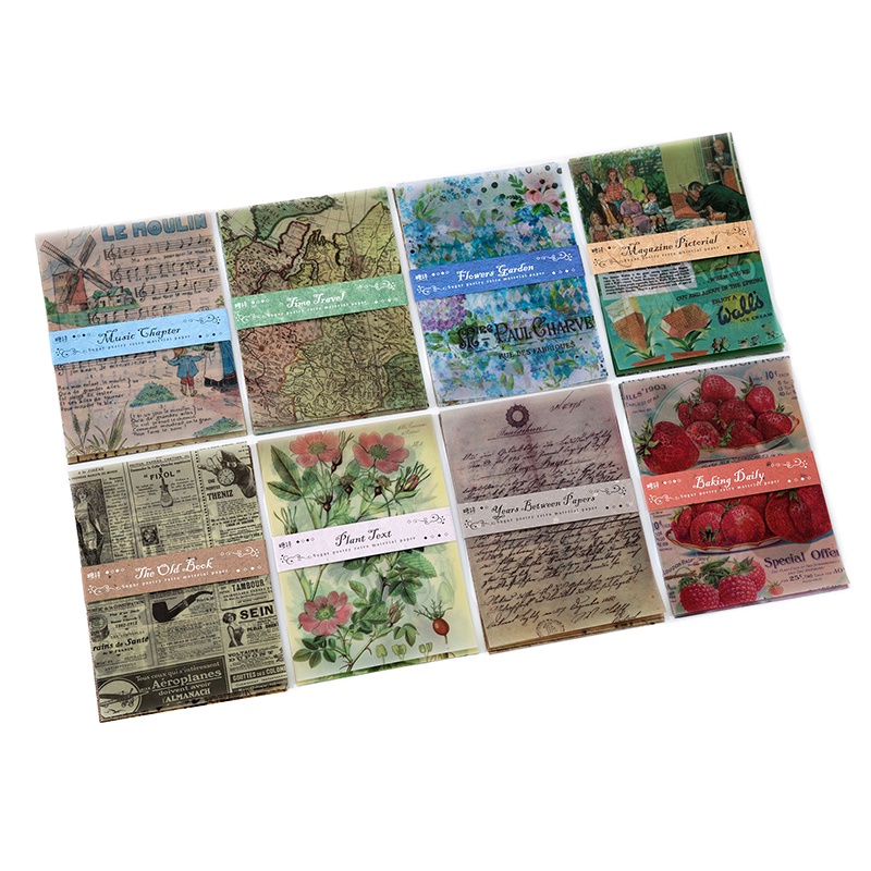 Set 15 Tờ Giấy In Họa Tiết Litmus Cổ Điển Dùng Trang Trí Album Ảnh/ Sổ Tay DIY