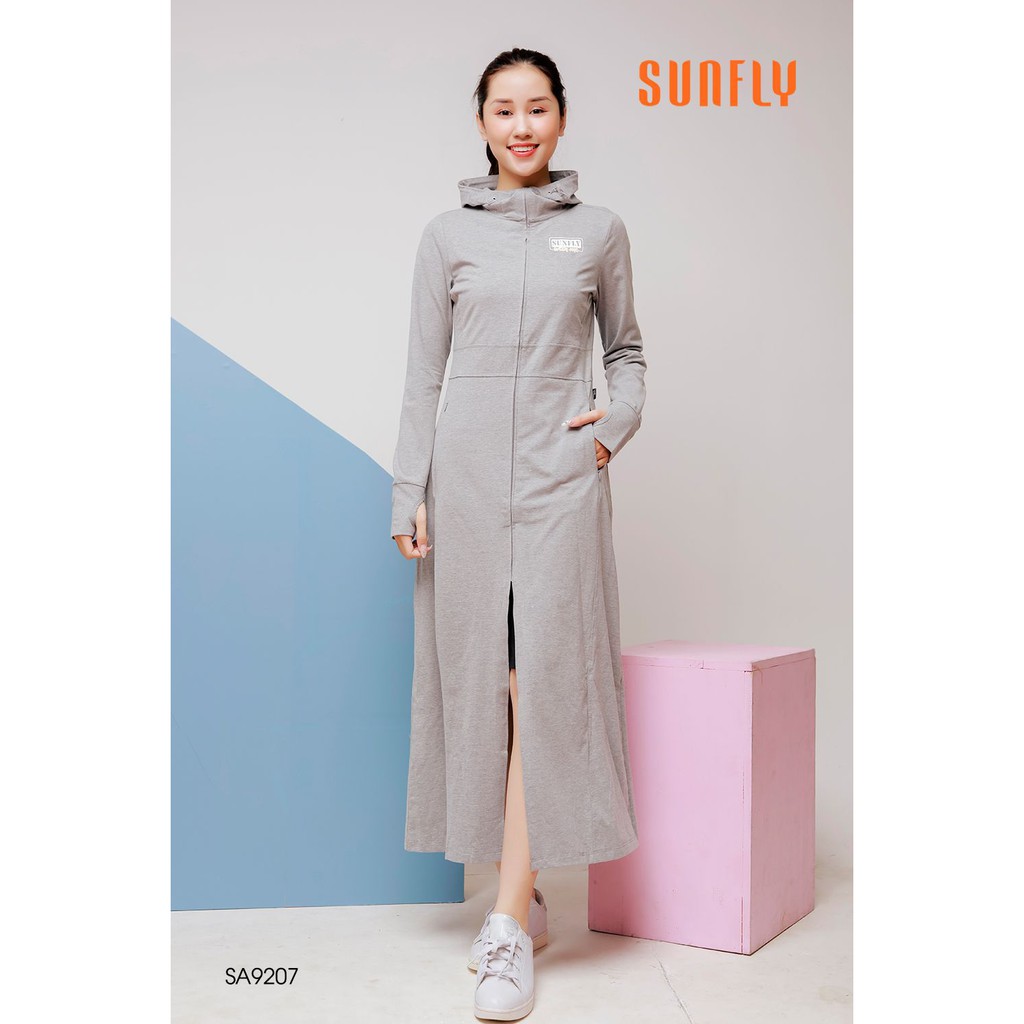 SA9207 ÁO CHỐNG NẮNG COTTON DÁNG DÀI KÉO KHÓA CÓ MŨ SUNFLY