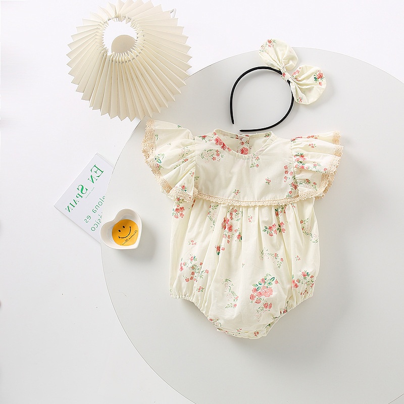 Set Đồ Mùa Hè 2 Món Gồm Áo Tay Ren Phong Cách Hàn Quốc Cho Bé Gái