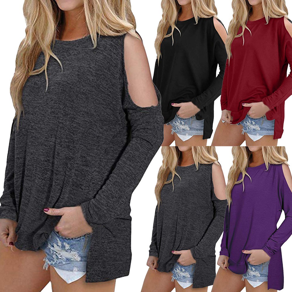 Áo Thun Nữ Tay Dài Khoét Vai