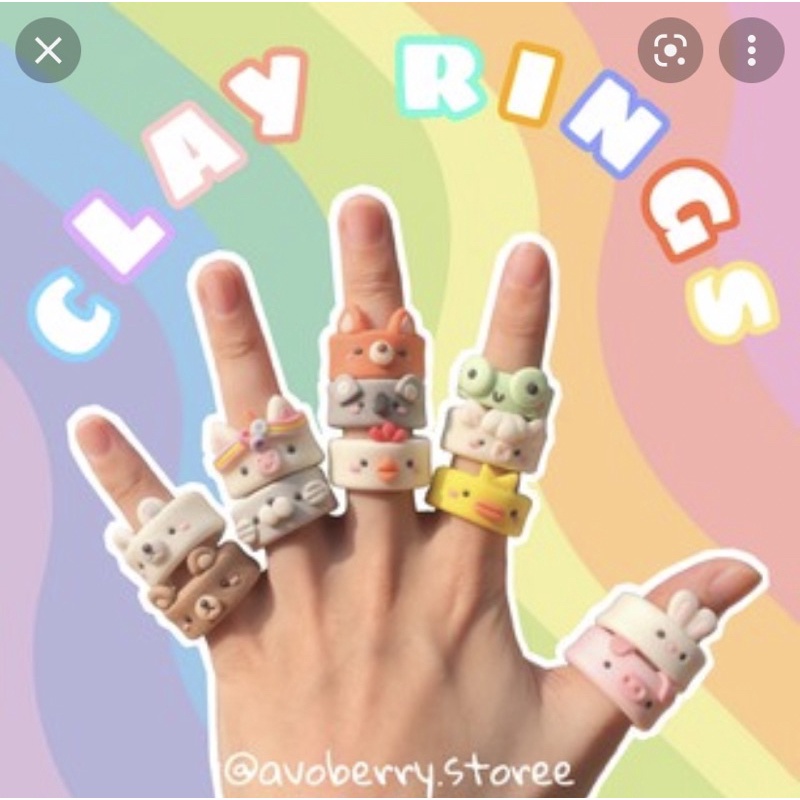 Nhẫn đất sét handmade hình động vất xinh xắn dễ thương mẫu 2
