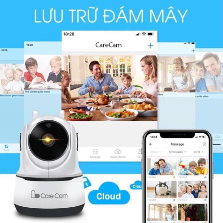 Camera IP Wifi - Carecam Trong Nhà PAF-200 2.0Mpx -1080p, Hình Ảnh Xem Siêu nét, Di Chuyển Theo Chuyển Động