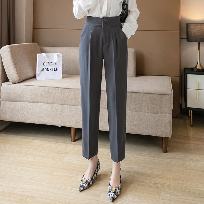 Quần Tây Công Sở 2 Khuy Dáng Baggy Nữ Ống Đứng