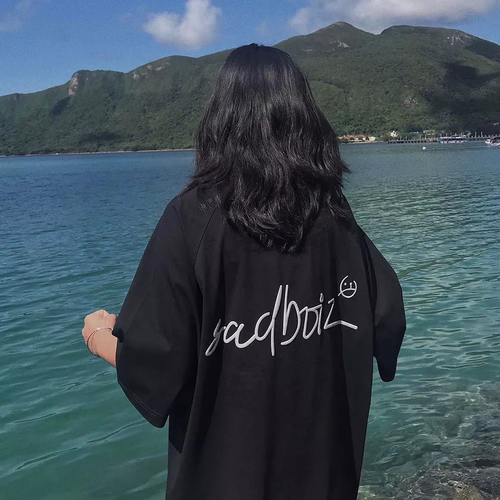 Áo thun Sadboiz Lowkey Tee màu đen unisex nam nữ form rộng tay lỡ 40kg đến 90kg vải cotton dày mịn full tag AL208