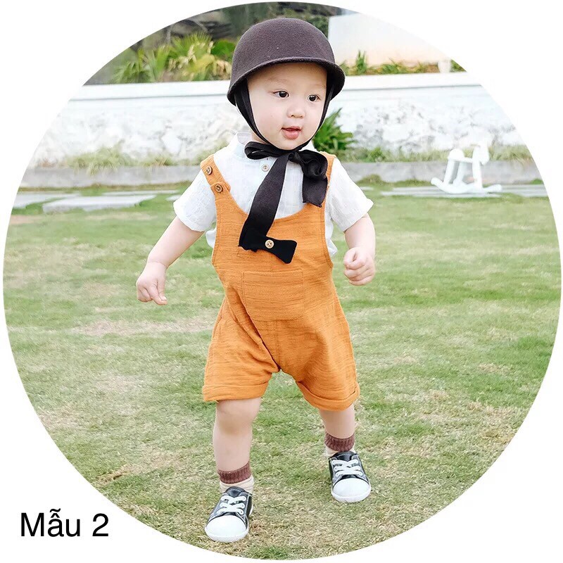 set sơ mi yếm bé trai cao cấp