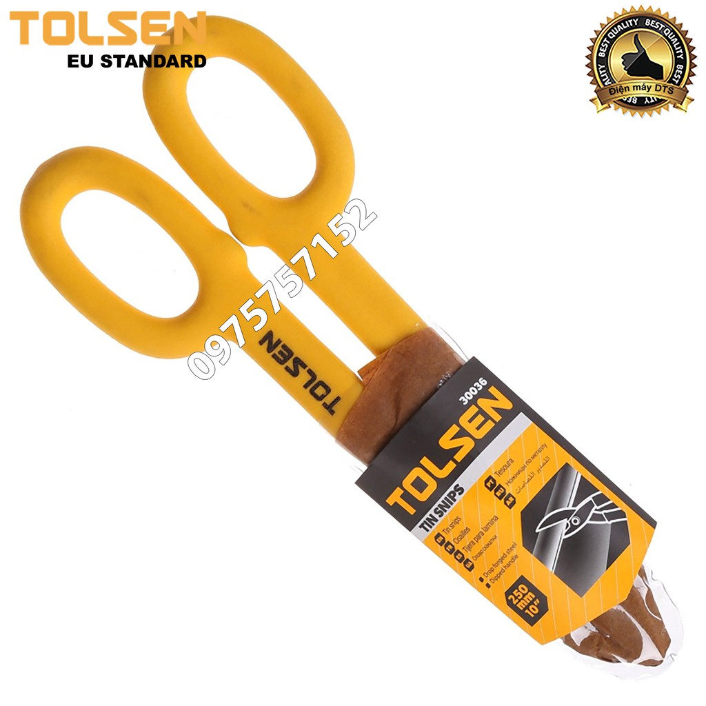 Kéo cắt tôn, Inox công nghiệp TOLSEN 10 inch/ 265mm, thép Cr-Mo cao cấp, cắt tôn siêu sắc bén - Tiêu chuẩn Châu Âu