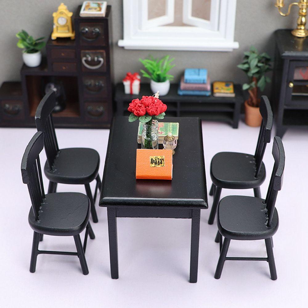 Mô Hình Bàn Ăn Bằng Gỗ Chất Lượng Cao Tỷ Lệ 1 / 12 Dùng Trang Trí Nhà Búp Bê