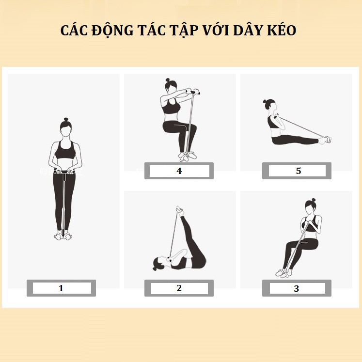 Dây Cao Su Tập Gym - Dây Kéo Đàn Hồi Kháng Lực 4 Ống Cao Su Đa Năng Tập Bụng, Thể Dục Tại Nhà