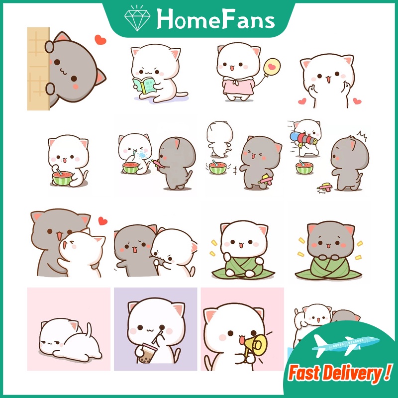 Bộ Tranh Đính Đá 5D DIY Hình Chú Mèo / Trái Đào Dễ Thương Kích Thước 30x30cm / 40x40cm / 50x50cm