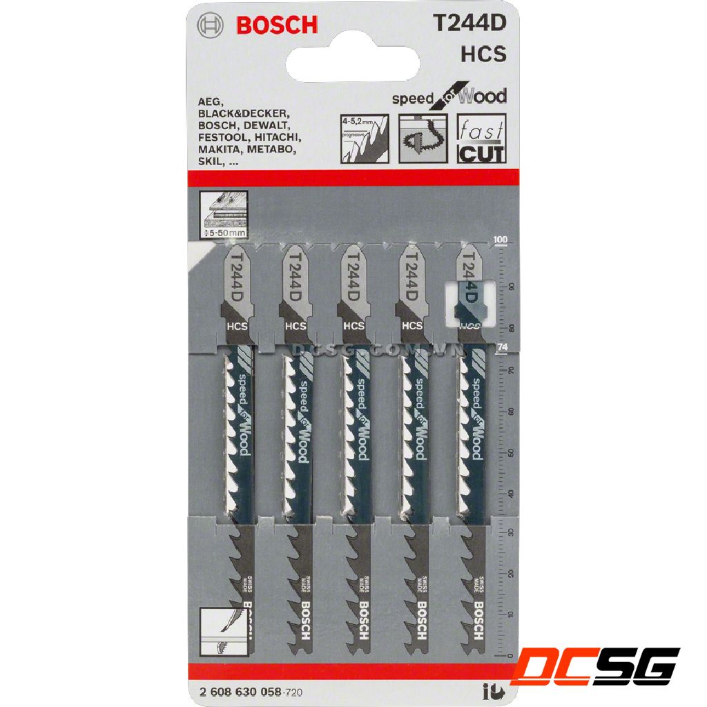 Lưỡi cưa lọng cho cắt lượn cung tròn và nhanh trên gỗ T244D Bosch 2608630058  | DCSG