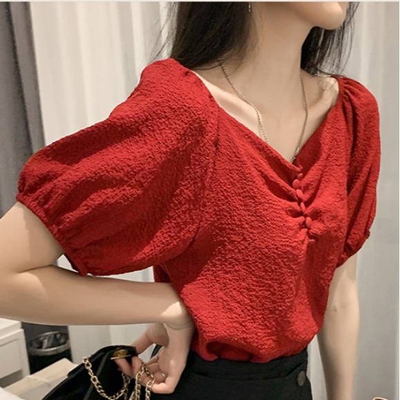 B&amp;G Áo Sơ Mi Tay Ngắn Dáng Rộng Chất Liệu chiffon Màu Trắng Thời Trang Quyến Rũ Cho Nữ Áo phông Nữ JL-TX-155