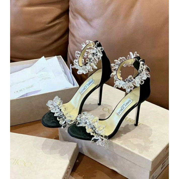 Xăng đan  JMC quai đá pha lê siêu chảnh đen trắng