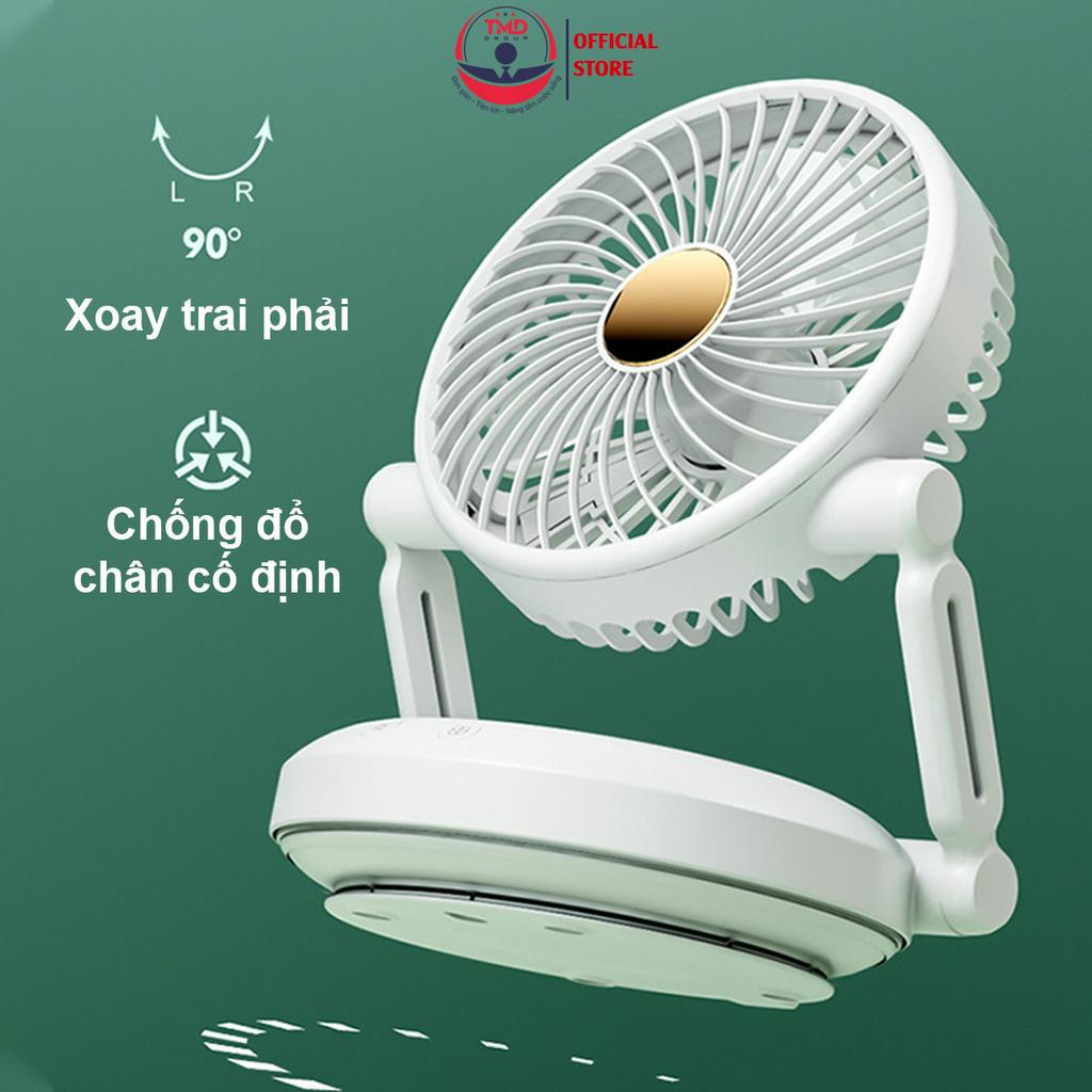 Quạt treo tường TMD GROUP tích điện, gấp gọn (tặng cáp sạc, miếng dán)  - Treo nhà vệ sinh, quay 90 độ |Pin 2400mAh