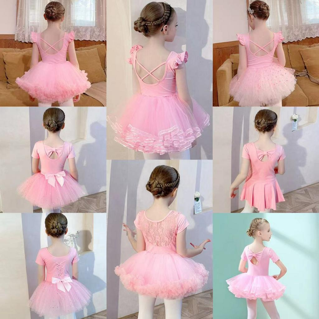 Đầm Múa Ba Lê Vải Cotton Tay Ngắn Kiểu Trung Hoa Dễ Thương Cho Bé Gái