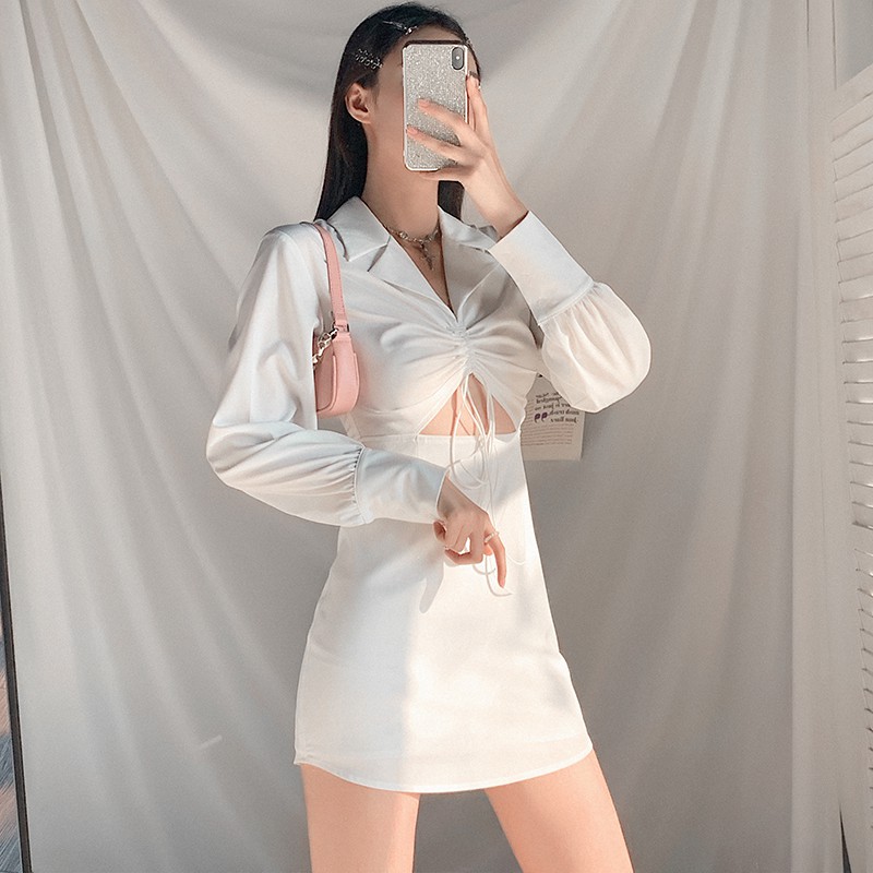 Đầm nữ dáng ôm sơ mi tay dài Emilyshop