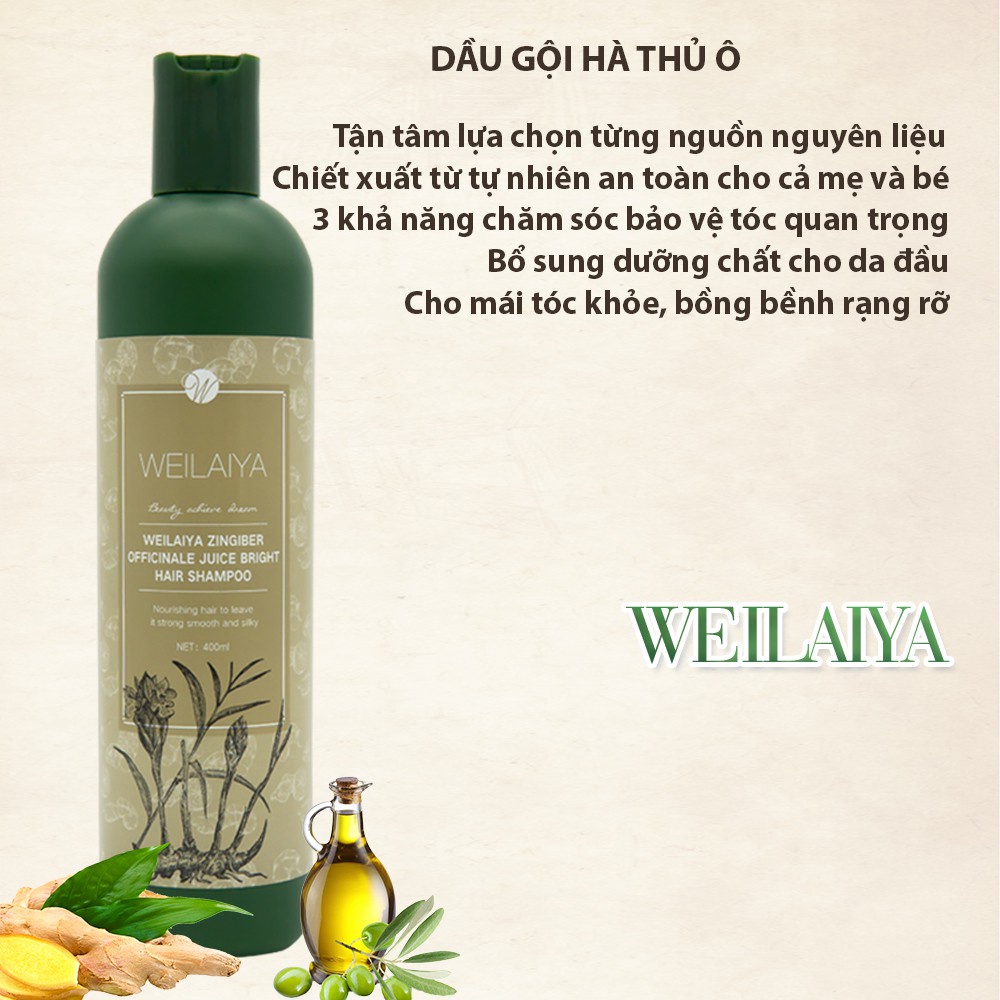 Dầu Gội Weilaiya Tinh Chất Hà Thủ Ô 400 Ml Chính Hãng