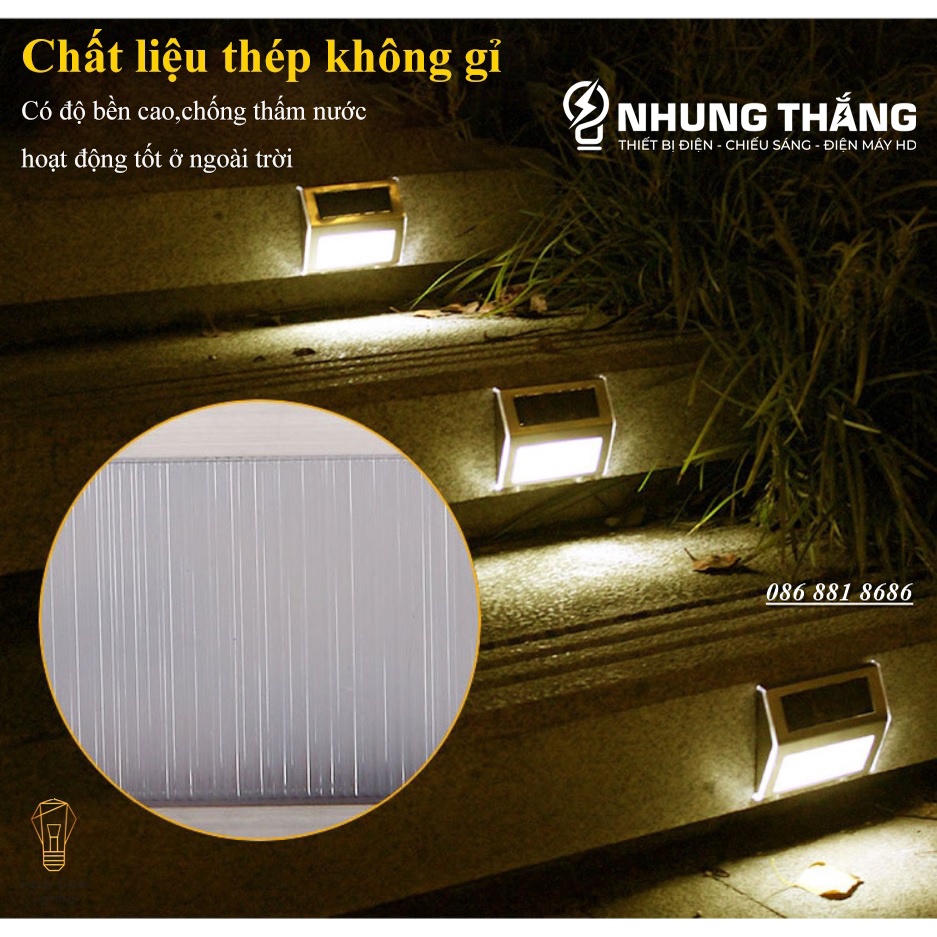 Đèn Led Gắn Tường,Cầu Thang - Sử Dụng Năng Lượng Mặt Trời MT-48 - Chống Nước IP65 - Ánh Sáng Trắng , Vàng