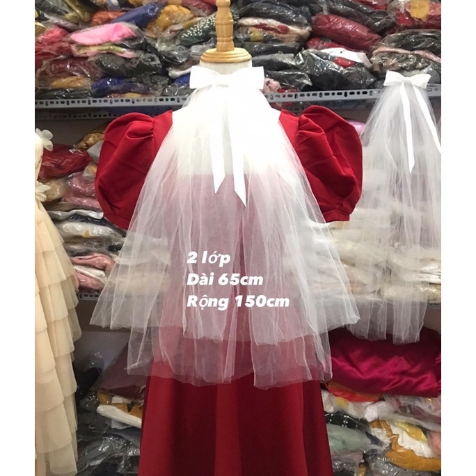 Lúp cài cô dâu , khăn voan đội đầu cô dâu 2 lớp nhiều loại đủ size