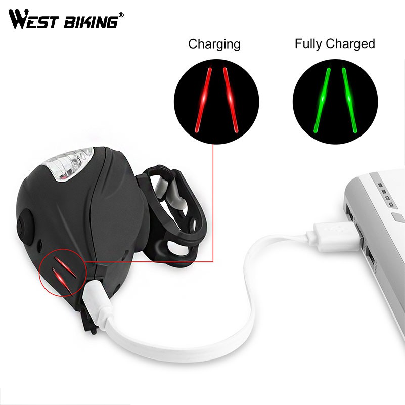 Đèn Pha Xe Đạp WEST BIKING Có Cổng Sạc USB Tiện Lợi Chất Lượng Cao