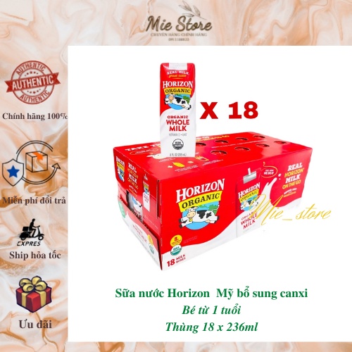Date 3/24 Thùng 18 Hộp Sữa Nước hữu cơ Horizon Organic Whole Milk