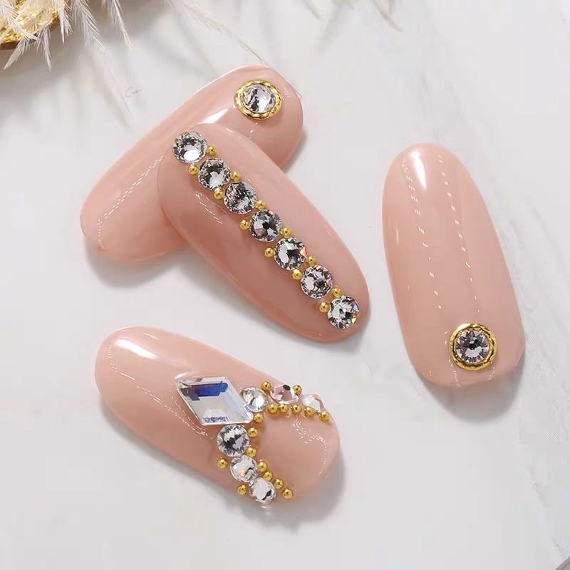 [Nail] Đá Hồng Kông chân bằng trang trí móng - gói 1440 viên - đá màu trắng và đá bảy màu