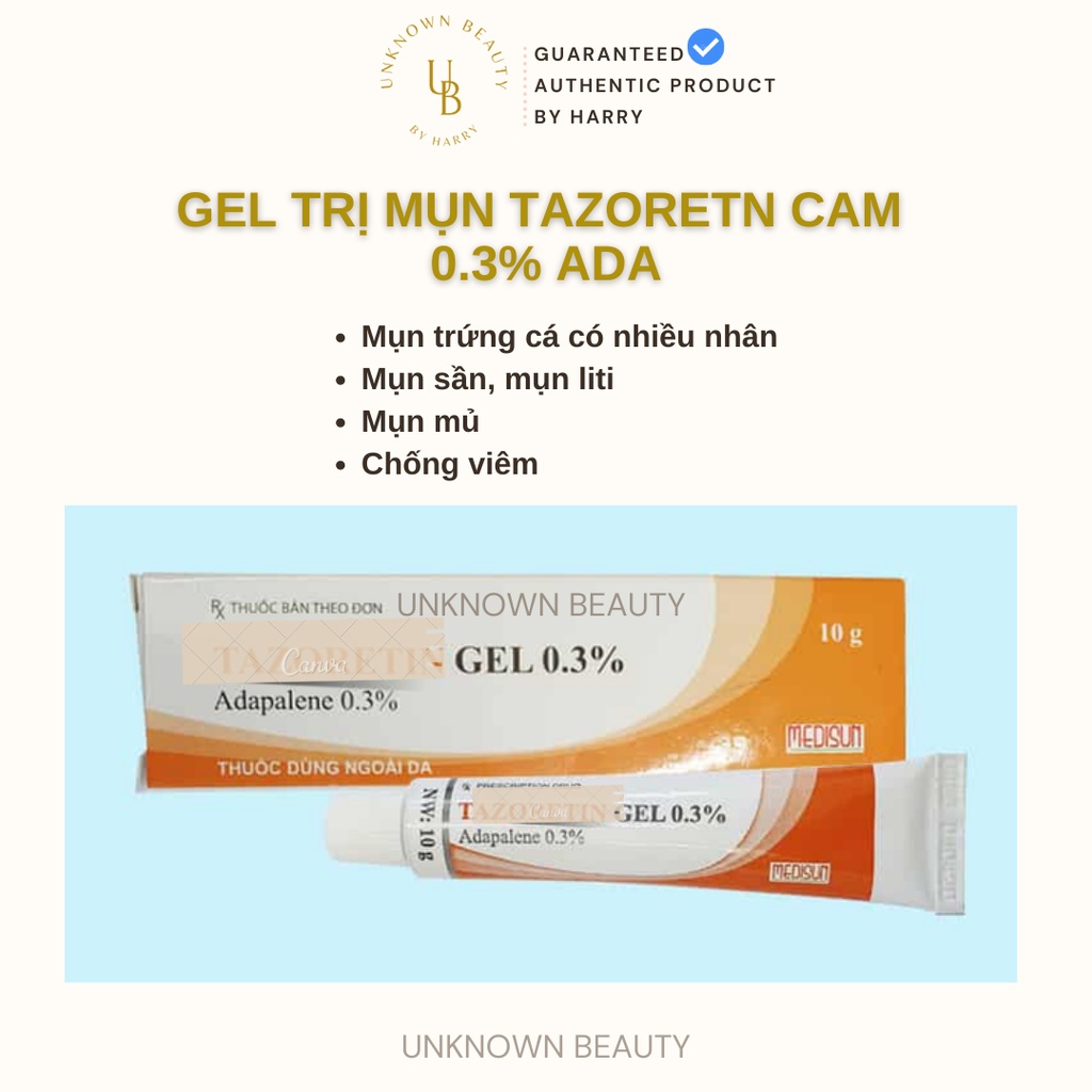 GEL CHẤM MỤN TAZORETN CAM 0.3% ADA | Unknown Beauty