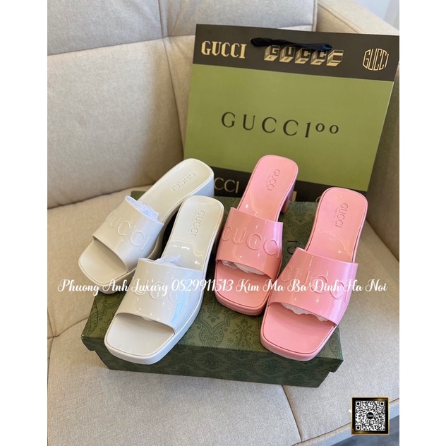 Guốc Nhựa Gucci 2 Màu Trắng Hồng Full Size 35-39