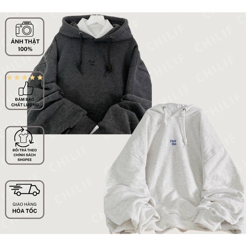 Áo hoodie unisex nam nữ nỉ thêu “ FIND THE “❤[Video thật tại Shop]