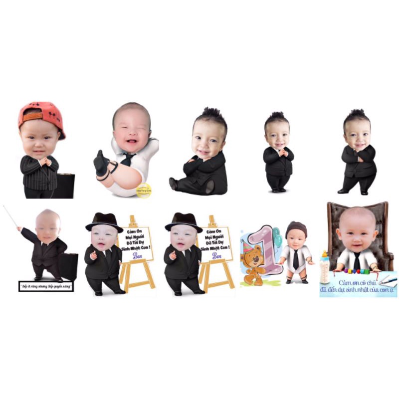 Hình Chibi bé trai trang trí tiệc sinh nhật, thôi nôi cho bé