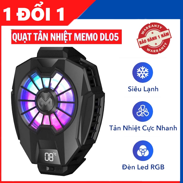 Quạt Tản Nhiệt Điện Thoại MEMO DL05 - DL06  FREESHIP  Làm Mát Bằng Sò Lạnh Siêu Mát, Có Màn Hình Hiển Thị Nhiệt Độ