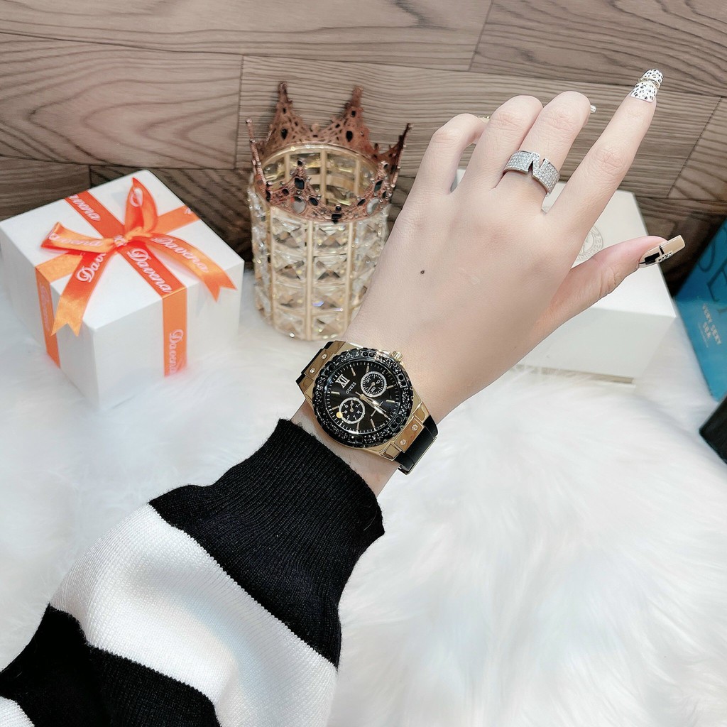 Đồng Hồ - Nữ - Guess Nữ Chính Hãng GUESS W1053L7 Limelight Crystal Black Dial