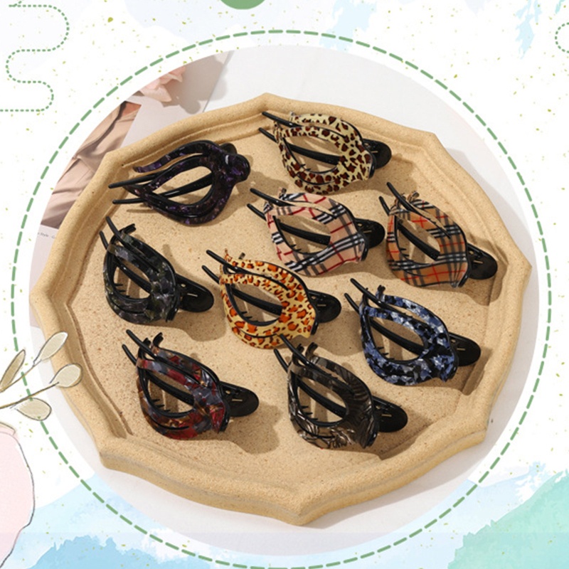 Youyo Kẹp Tóc Cong Họa Tiết Da Báo Kiểu Pháp Không Trơn Trượt