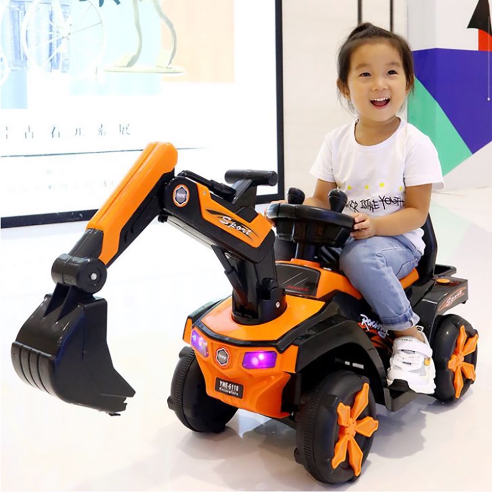 Xe cẩu điện trẻ em cỡ lớn,Đồ chơi trẻ em có thể di chuyển tiến lùi, điều chỉnh cần múc phù hợp cho bé 2-6 tuổi
