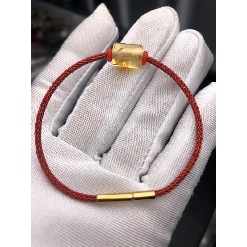 Vòng tay lu thống hổ phách tự nhiên HANMYNGHE