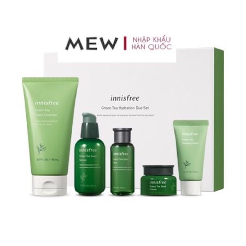 Bộ Sản Phẩm Dưỡng Da Trà Xanh Innisfree | Innisfree Green Tea Seed Serum Special Set (4pcs)