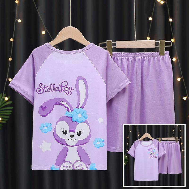 Stella Lou Bộ Đồ Ngủ Tay Ngắn Mỏng Nhẹ In Họa Tiết Hoạt Hình Dễ Thương Thời Trang Cho Bé Gái