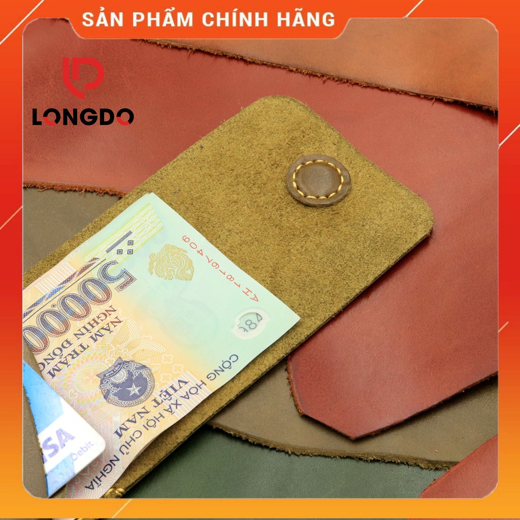 Ví Sen 3 Cao Cấp - Cam Kết 100% Da Bò Thật - bóp da nam Màu Xanh Ô Liu Hàng Chính Hãng Thương Hiệu Longdo Leather