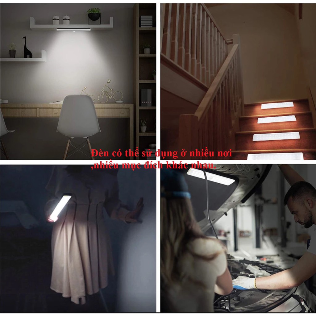 Đèn Led dài cảm biến chuyển động gắn lối đi cầu thang hành lang , tủ áo , tủ bếp ...tích hợp pin sạc 1000mAh.