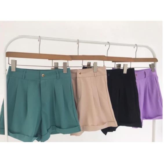 Quần short nữ ống rộng Quần đùi, sooc nữ đẹp lưng cao công sở chất tuyết mưa gập gấu | BigBuy360 - bigbuy360.vn