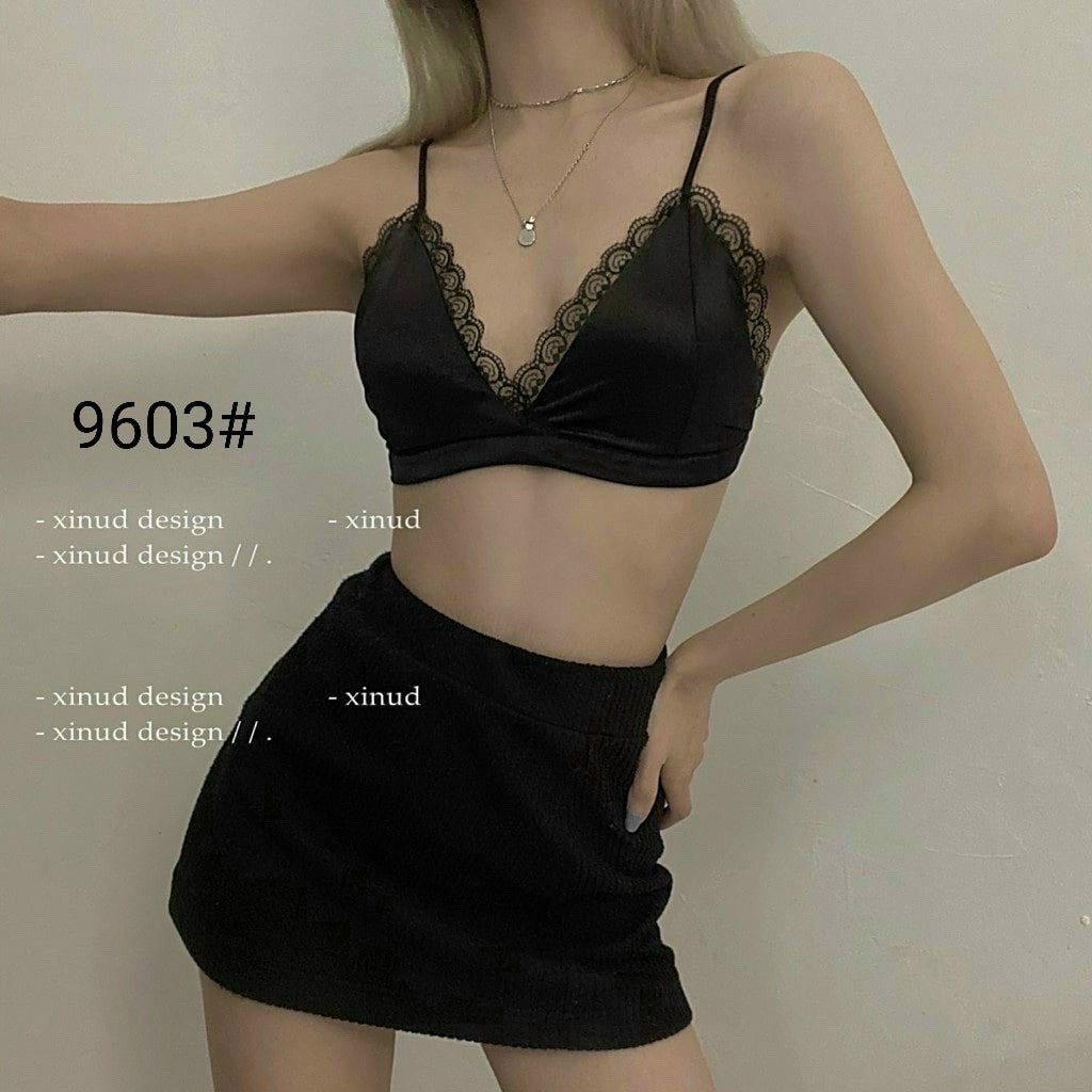 Áo bra phi lụa viền ren cực sexy