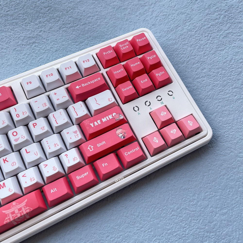 133 Phím Yae Miko Keycaps Cherry Profile Genshin Impact Anime PBT DYE SUB Bàn phím cơ Keycap