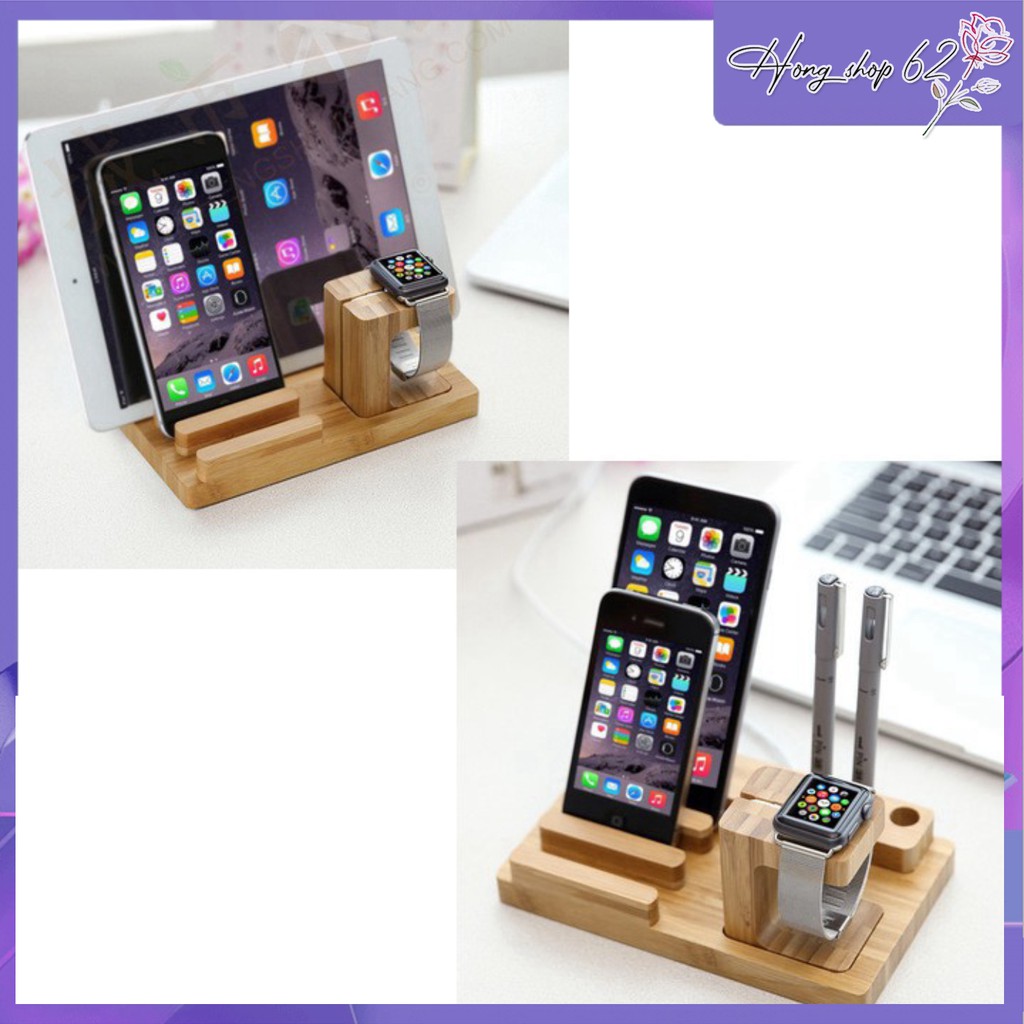 Giá đỡ đế Sạc Apple Watch Ipad Iphone bằng gỗ