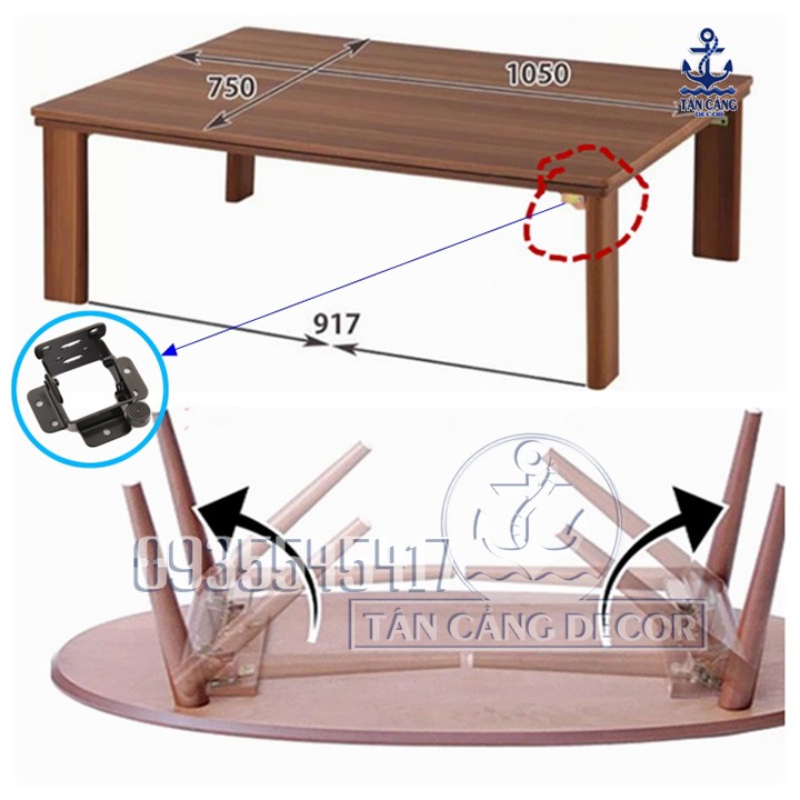 Phụ Kiện Chân Bàn Gấp Sơn Tĩnh Điện - 1 Cái